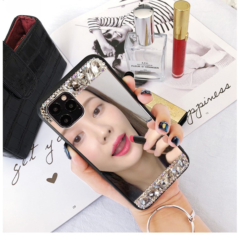 Ốp Điện Thoại Mặt Gương Trang Điểm Đính Đá Cho iphone 14 13 12 iphone 11 pro max x xr xs max 7 8 plus