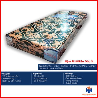 Nệm PE gấp 3 Korea [Đủ size] - Giao màu ngẫu nhiên - Giá hạt dẻ - Siêu tiện dụng