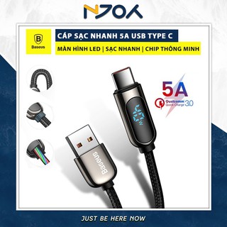 Cáp Sạc Nhanh Type C Chính Hãng Baseus Digital Display 5a / 40w Màn Hình Led Cho Xiaomi Huawei Samsung Oppo Sony Android