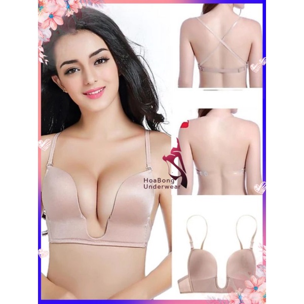 Áo lót quây không dây chống tuột kiểu dáng Chữ U Xẻ Ngực Sâu chuyên mặc cổ xẻ sâu không lộ, mặc hở vai hở lưng