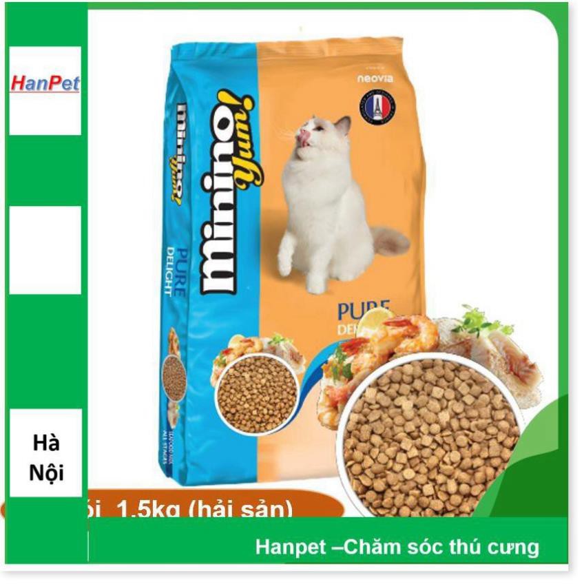 (Gói 1,5kg) MININO YUM (Blisk mới) Thức ăn viên cao cấp cho mèo, dùng cho mèo mọi lứa tuổi (hanpet 208)