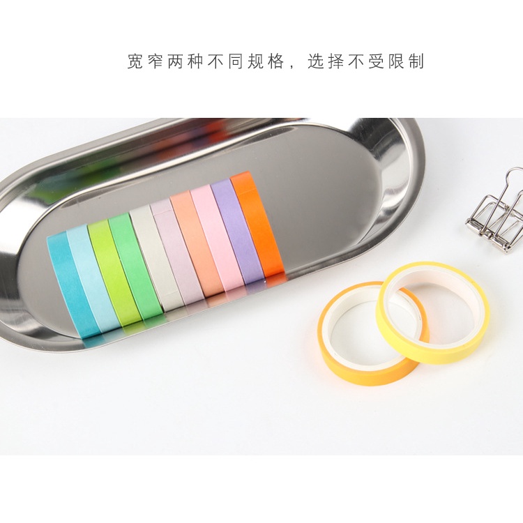 Washi tape set 12 cuộn macarons WS05 - Băng keo dán màu pastel trang trí sổ tay