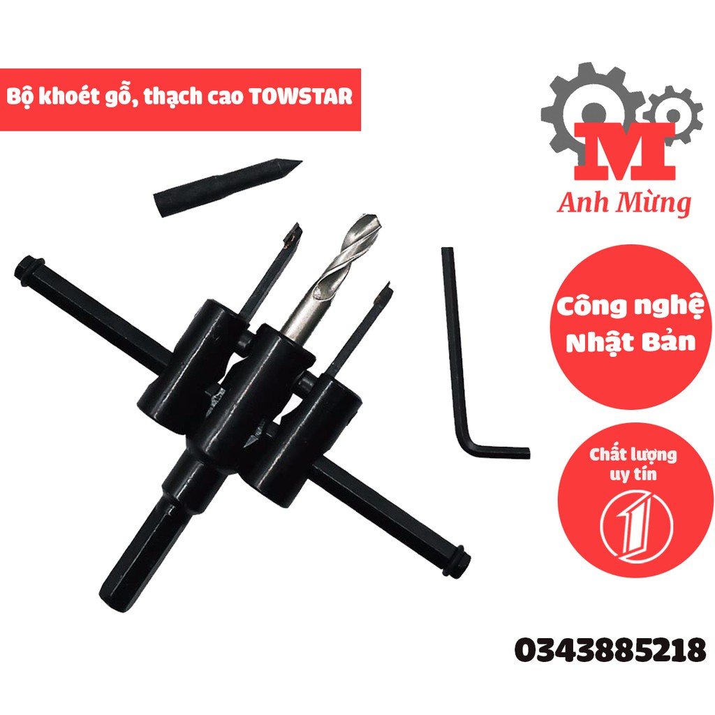 Bộ khoét gỗ, thạch cao 30 đến 120mm sử dụng công nghệ Nhật Bản Towstar nhỏ gọn thiết kế tiện lợi