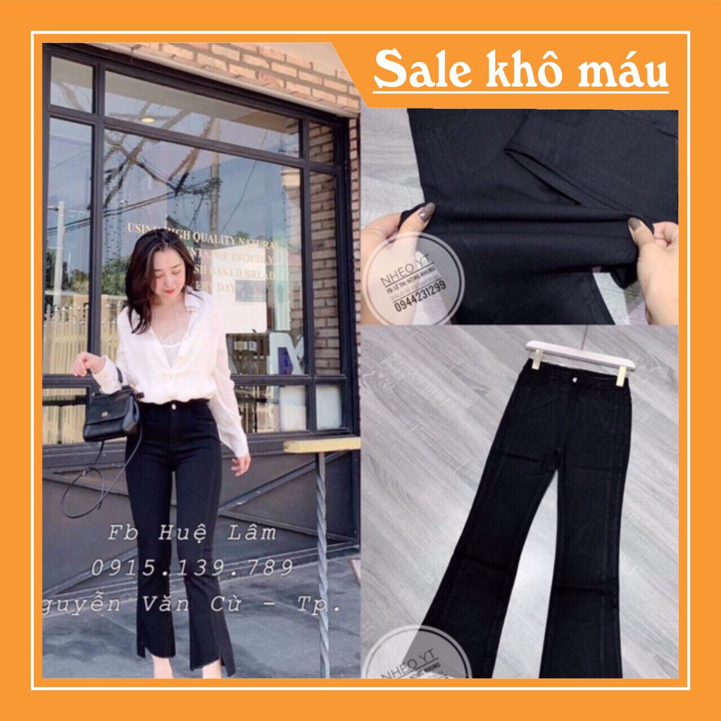 [Mã FADIRECT20 giảm 20K đơn 150K] Quần loe gấu lệch siêu co dãn hàng Quảng Châu