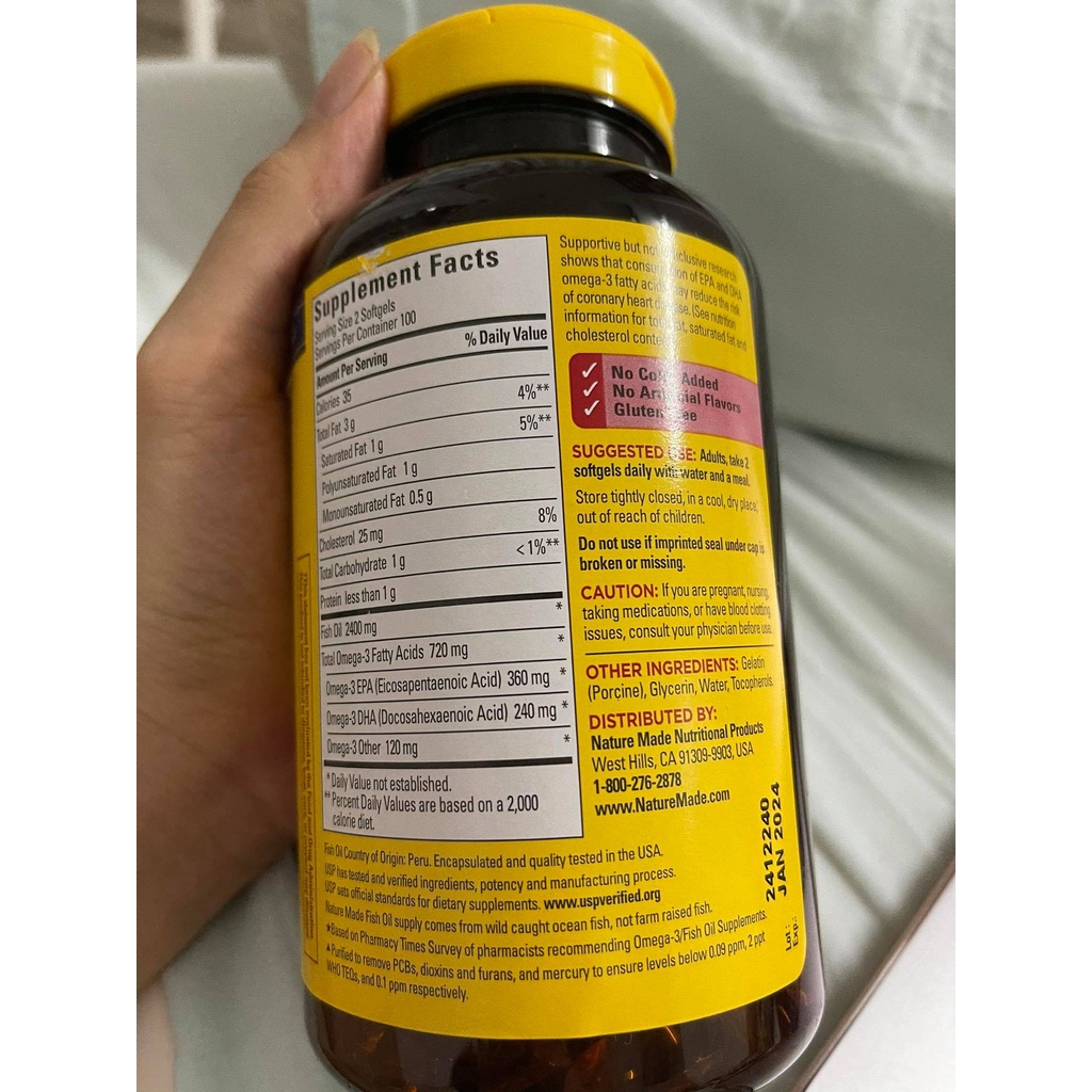 Dầu cá Omega 3 Nature Made Fish oil 1200mg hộp 200 viên