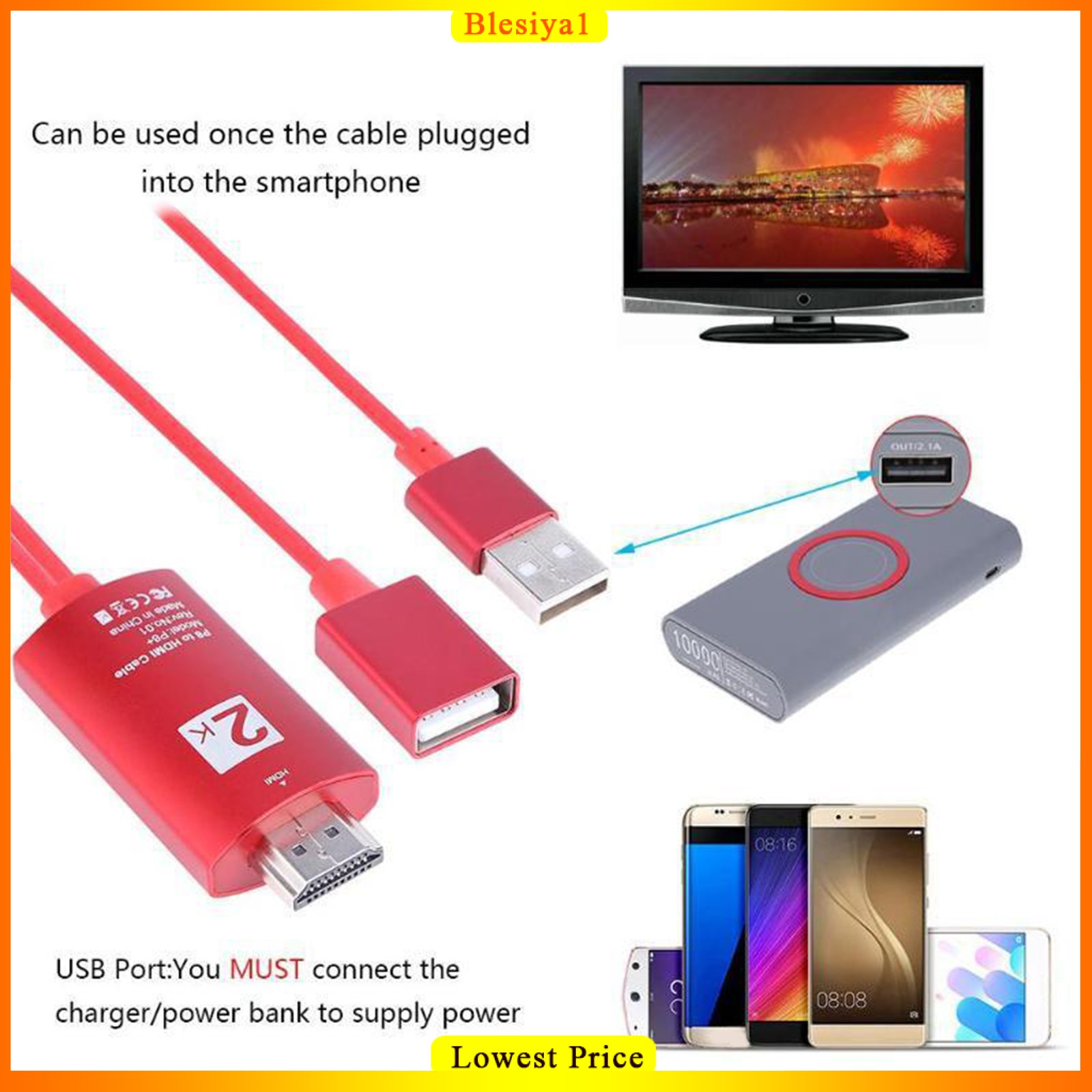 (Hàng Mới Về) Cáp Chuyển Đổi Màn Hình Hd Usb Sang Hdmi Cho Iphone 8 6s Plus Đến Tv