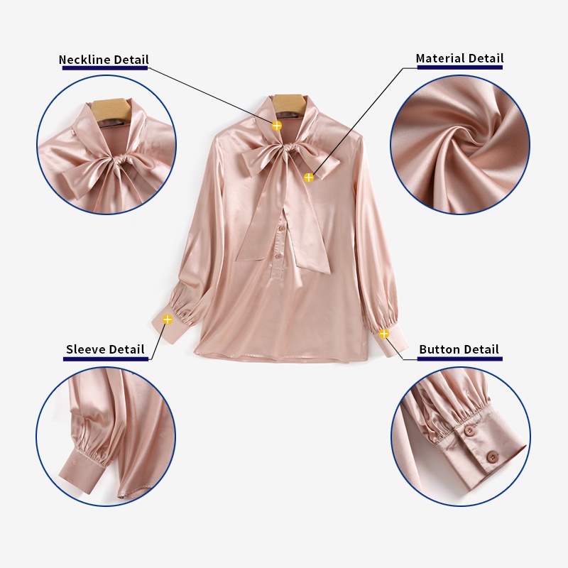 Áo sơ mi satin Zanzea thắt nơ cổ tay dài thời trang dành cho nữ