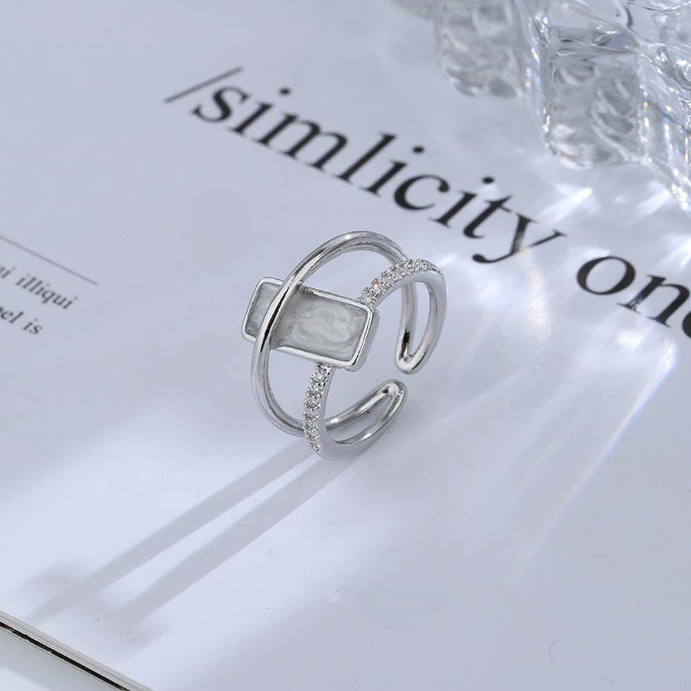 Nhẫn Hở Hình Vỏ Sò Vuông Phong Cách Retro Tối Giản