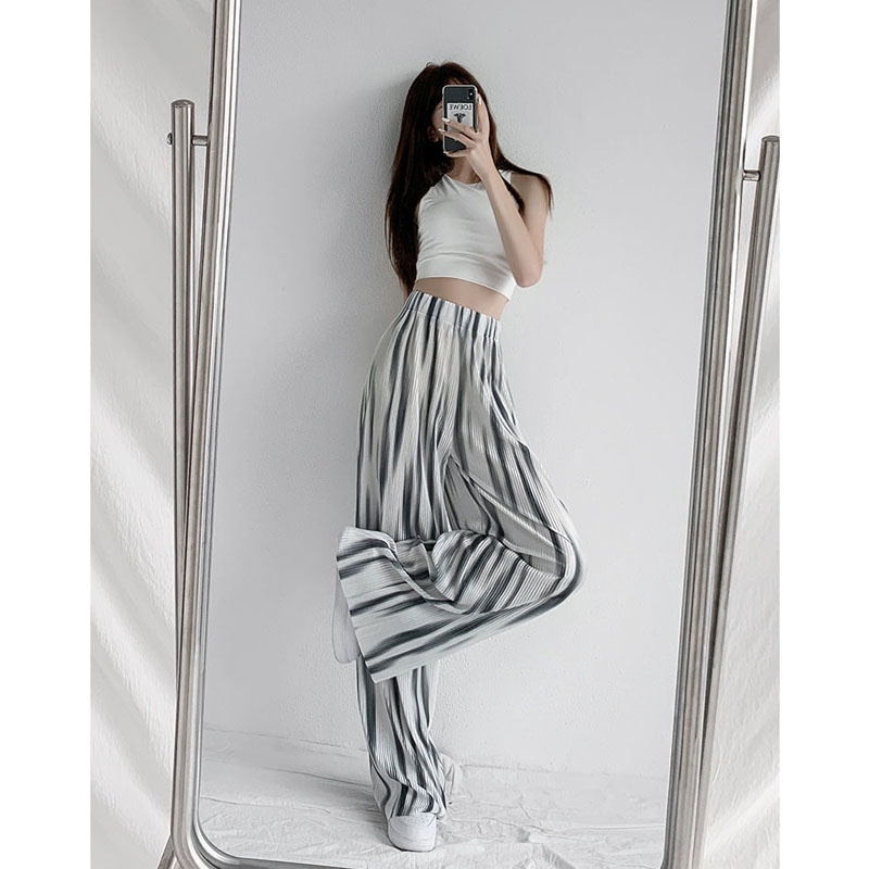 IMAODOU Quần dài  ống rộng lưng cao màu nhuộm độc đáo thời trang xuân thu cho nữ