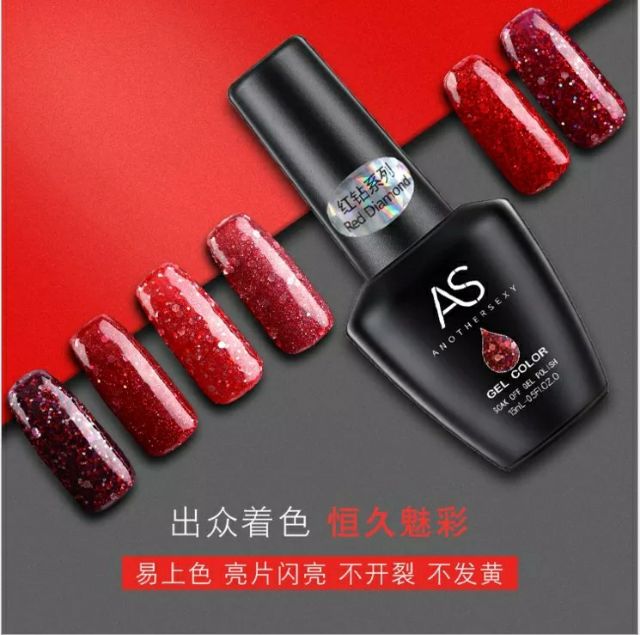 Sơn gel AS nhũ kim cương đỏ Thiên Di Nail