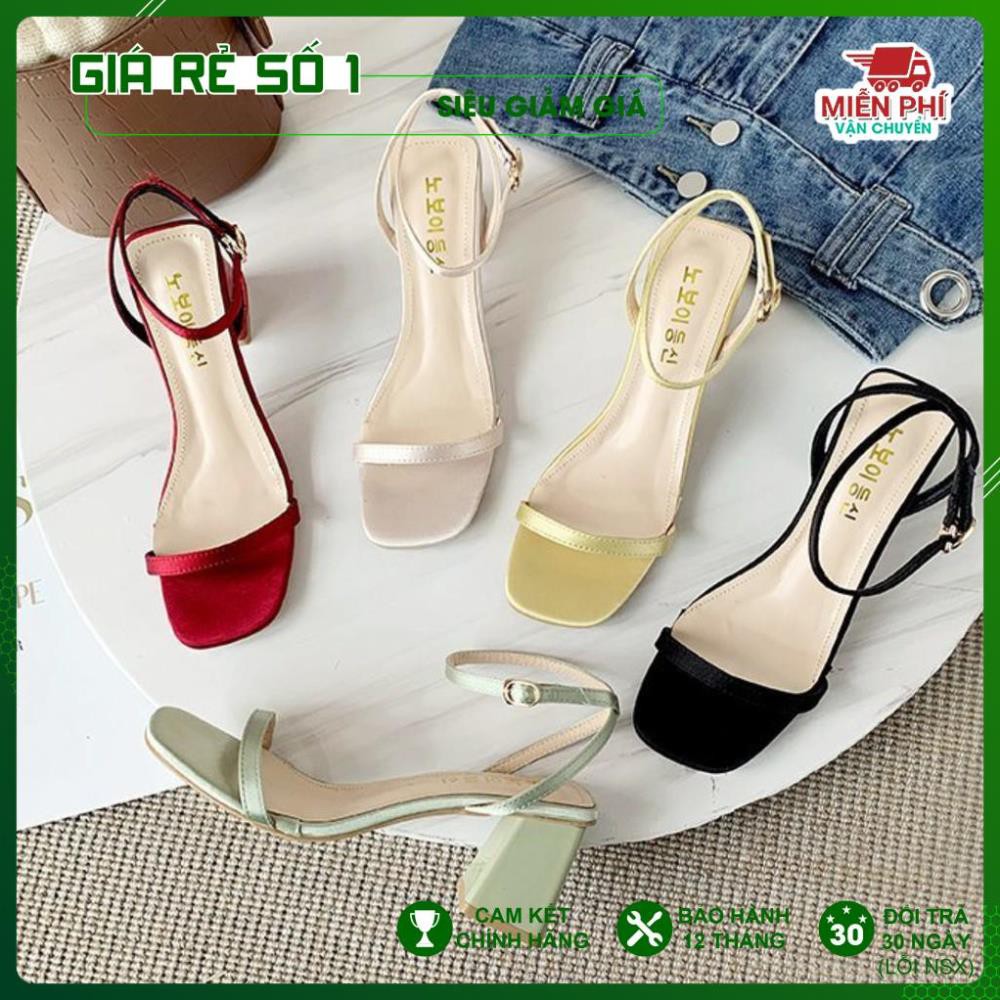 GIÀY SANDAL NỮ QUAI MẢNH CAO GÓT, ĐẾ VUÔNG CAO 6P QUAI MẢNH BỌC SATIN SÁNG CHÂN-DA506 .