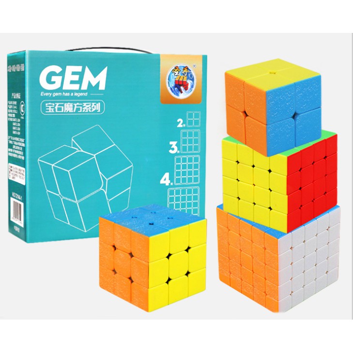 Combo 4 rubik 2x2, 3x3, 4x4, 5x5, Qiyi Gift Box