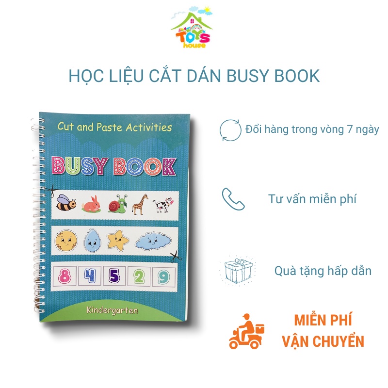 HỌC LIỆU - SÁCH CẮT DÁN BUSY BOOK ( TẶNG KÈM KÉO VÀ KEO DÁN )