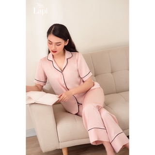 Bộ đồ ngủ basic viền hồng la pijama lpn07