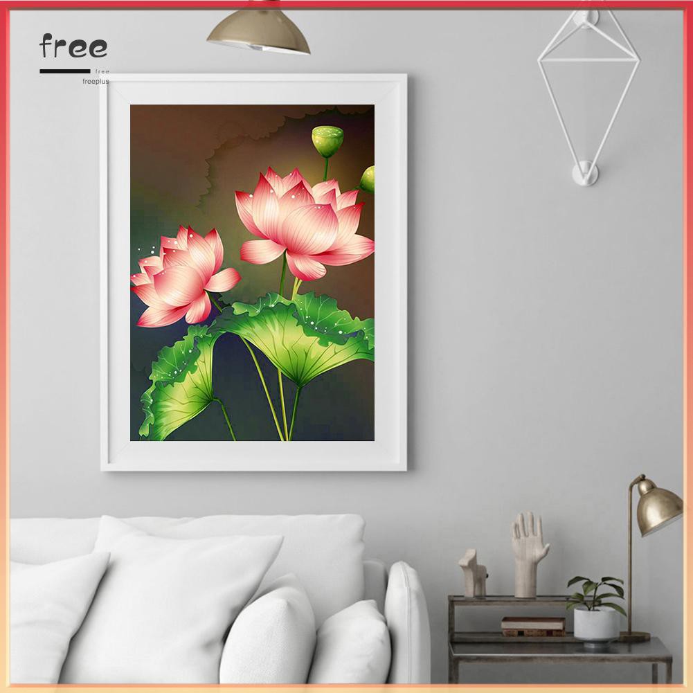 Tranh Đính Đá 5d Tự Làm Hình Hoa Sen Màu Hồng