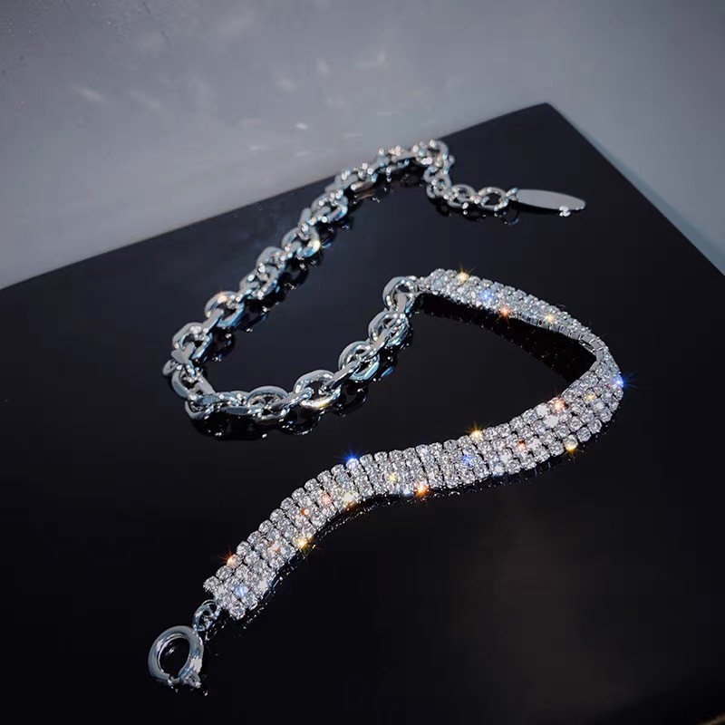 Vòng Cổ Choker Dây Xích Đính Đá Phong Cách Hàn Quốc Sang Chảnh Mainia Shop