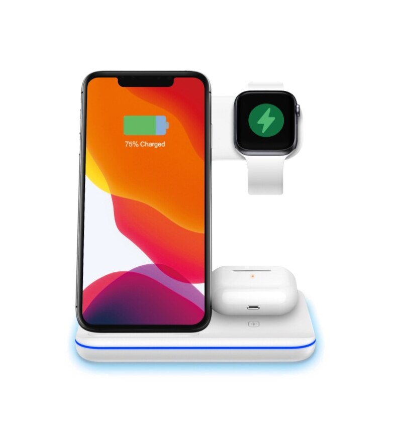 Đế Sạc Không Dây 15w Cho Iphone 12 11 Xs Xr X 8 Airpods Pro Và Phụ Kiện