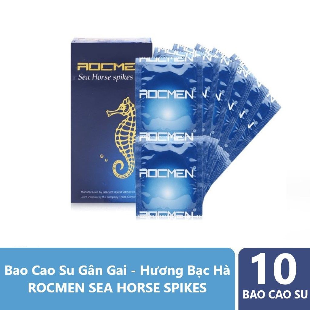 Bao Cao Su Gai Bi - Hương Bạc Hà ROCMEN SEA HORSE Cá Ngựa - Nhập Khẩu Brazil -H