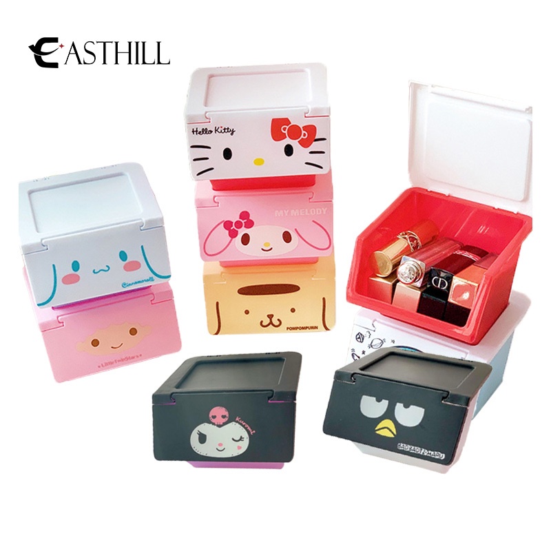 Hộp Đựng Mỹ Phẩm/Trang Sức/Mỹ Phẩm Nắp Lật Nhiều Ngăn Hình Kuromi My Melody Hoạt Hình Đáng Yêu Cho Nữ