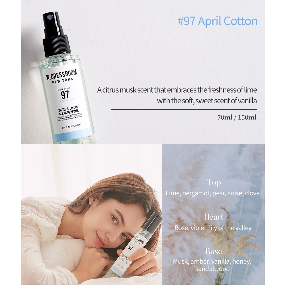 [70/150ml] Xịt thơm W Dressroom Dress & Living Clear Perfume | BigBuy360 - bigbuy360.vn