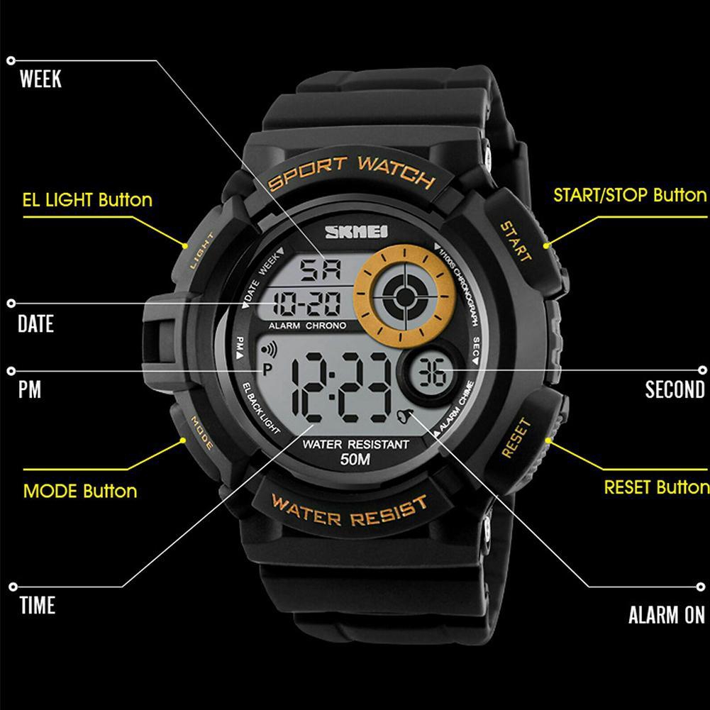 SKMEI Men Outdoor Sports Watch Dual Time Alarm Date Day Digital Watch Waterproof Stopwatch Wristwatch