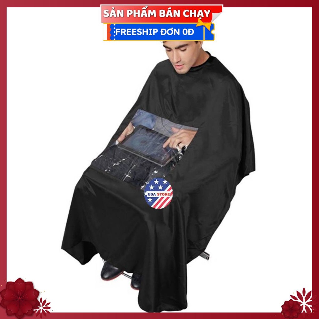 Áo Cắt Tóc T8 Kiểu Mới (Có Ô Trong Suốt - Mầu Đen)