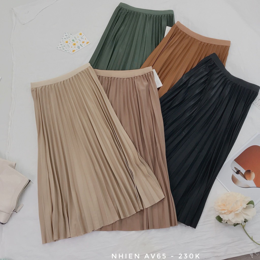 [Mã WASKT304 giảm 15% tối đa 30K đơn 99K] Chân Váy Xếp Ly_Nhienvintage AV65 | BigBuy360 - bigbuy360.vn