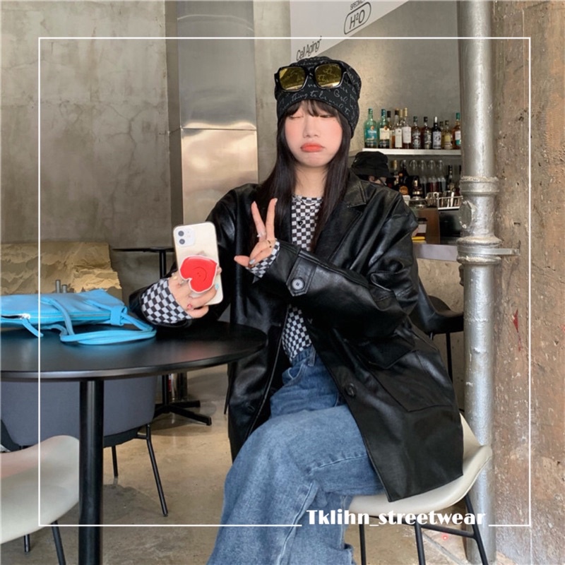 TKLIHN Áo Vest DA ulzzang OVERSIZE phong cách cá tính FASHIONITA 2021