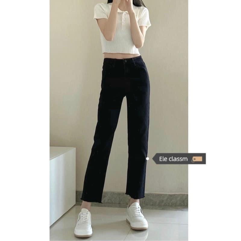Quần jeans ống đứng đen ba soai | BigBuy360 - bigbuy360.vn