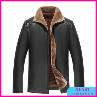 Áo Khoác Da Lót Lông Nam Thời Trang - Áo da nam lót lông da mềm đẹp phong cách hợp thời trang hàng Quảng Châu CAO CẤP