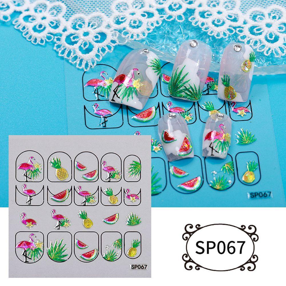QQMALL Miếng Dán Trang Trí Móng Tay Tự Dính Họa Tiết Hồng Hạc / Hoa Cực Quang Xinh Xắn