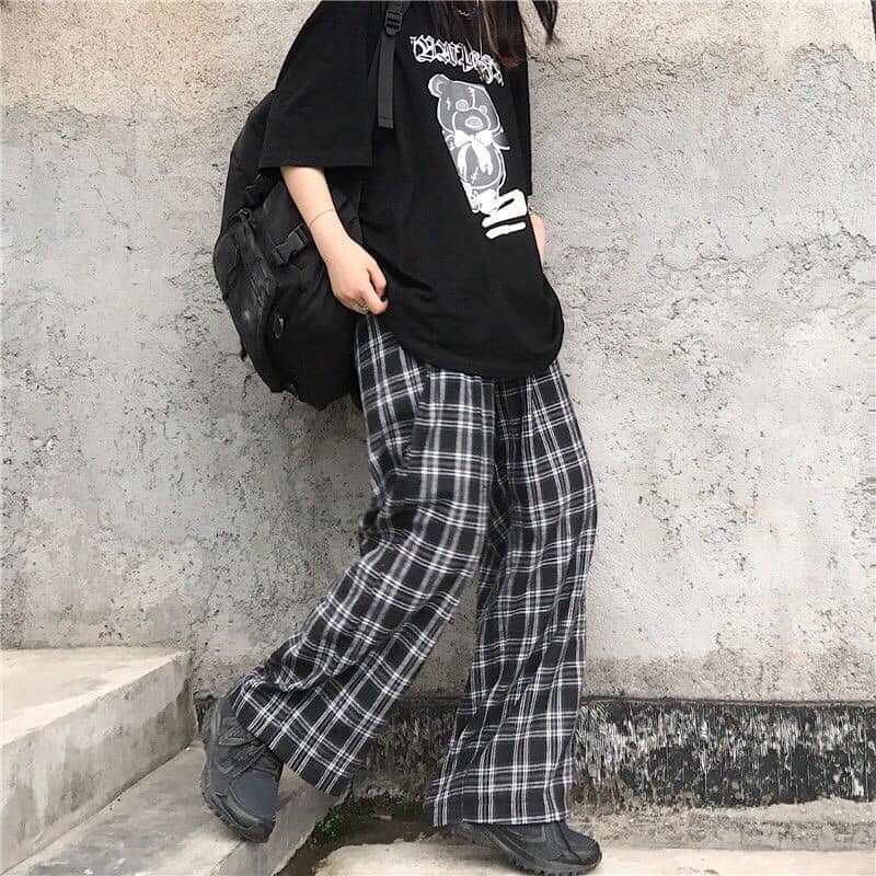 Quần kẻ caro ống rộng dáng suông,quần kẻ caro nam nữ form rộng dáng suông unisex | BigBuy360 - bigbuy360.vn