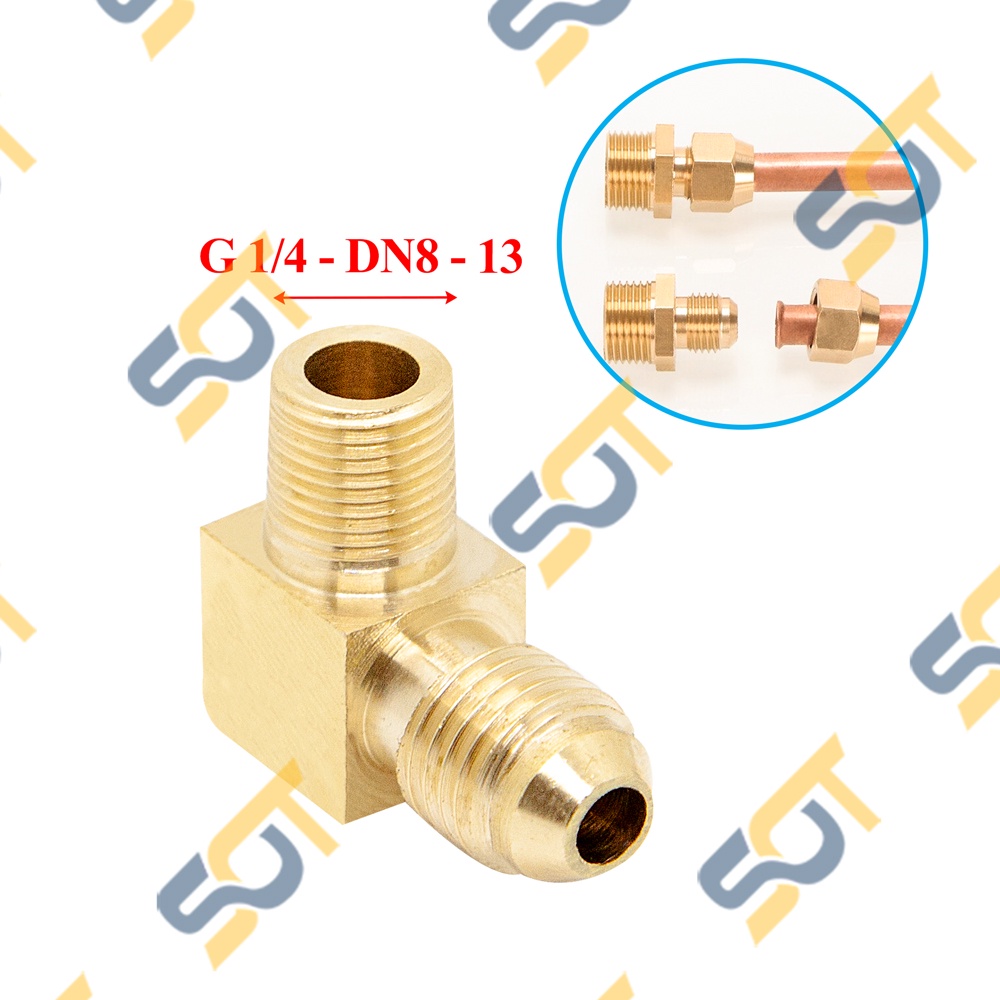 [HÀN ỐNG ĐỒNG] Co ren ngoài G1/4 (13) nối côn lồi cho điện lạnh &amp; khí nén (Brass Flare Male Elbow)- Cong rắc co ren NPT