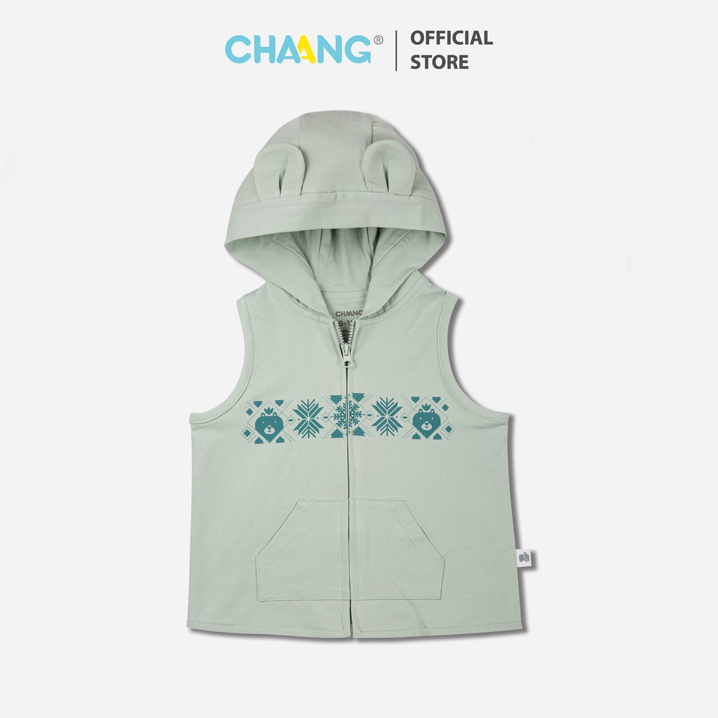 Áo Gile Chaang chất cotton cao cấp có mũ tai gấu mềm mịn thoáng mát thấm hút tốt in tuyết cho bé trai bé gái đủ size