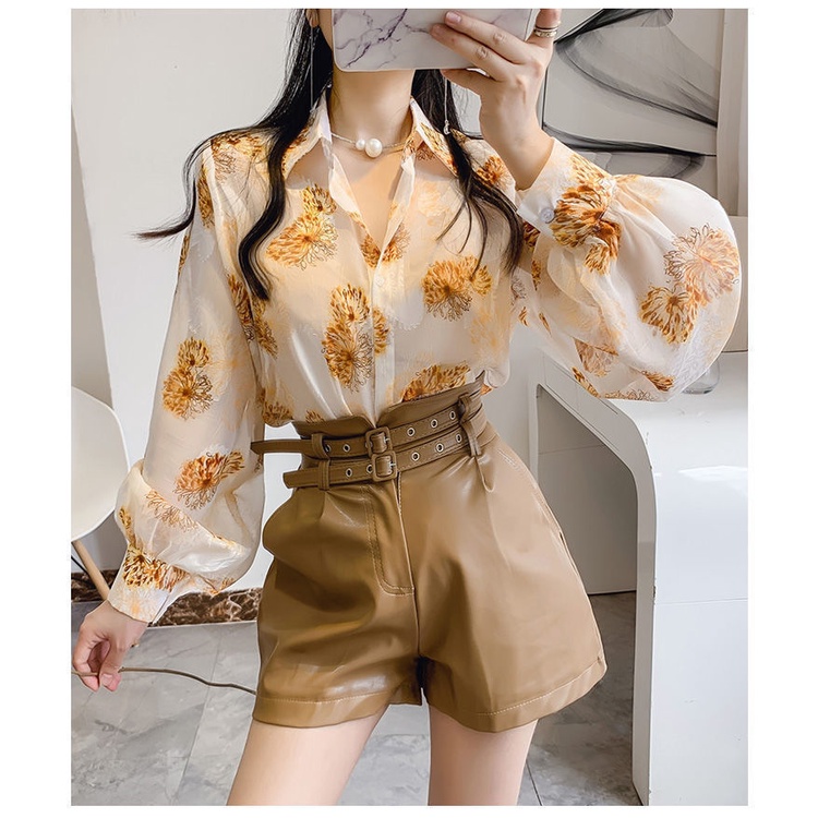 Áo Sơ Mi Tay Dài Dáng Rộng Họa Tiết Hoa Thời Trang Cho Nữ