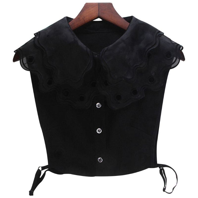 Cổ Áo Sơ Mi Giả Phối Ren Màu Trắng / Đen Thời Trang Cho Nữ