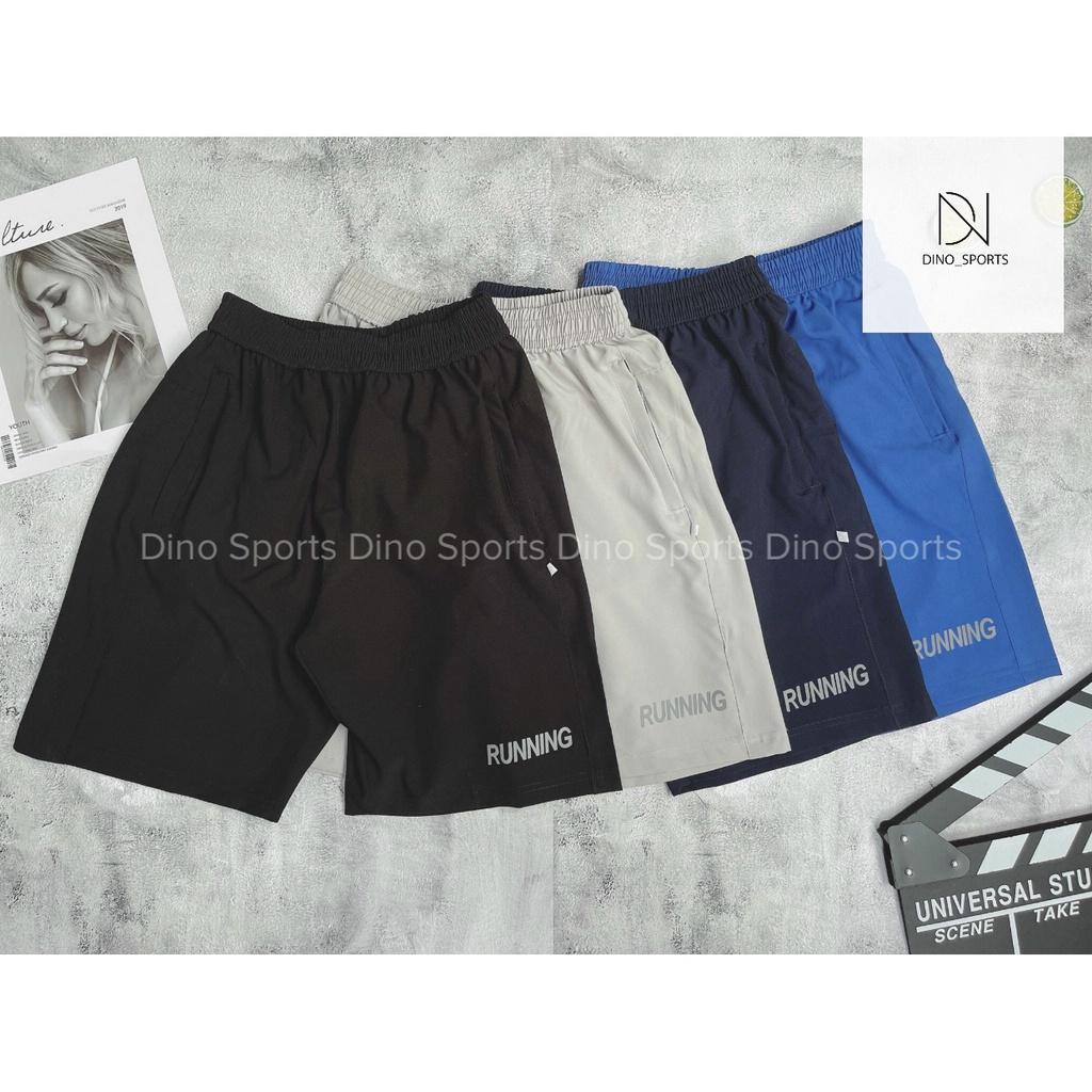 Quần đùi nam in chữ RUNNING quần short nam DINO SPORT dáng thể thao năng động thoáng khí