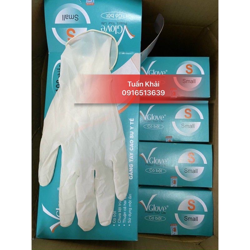 Găng tay y tế có bột Vglove Khải Hoàn (Lẻ 20 chiếc )