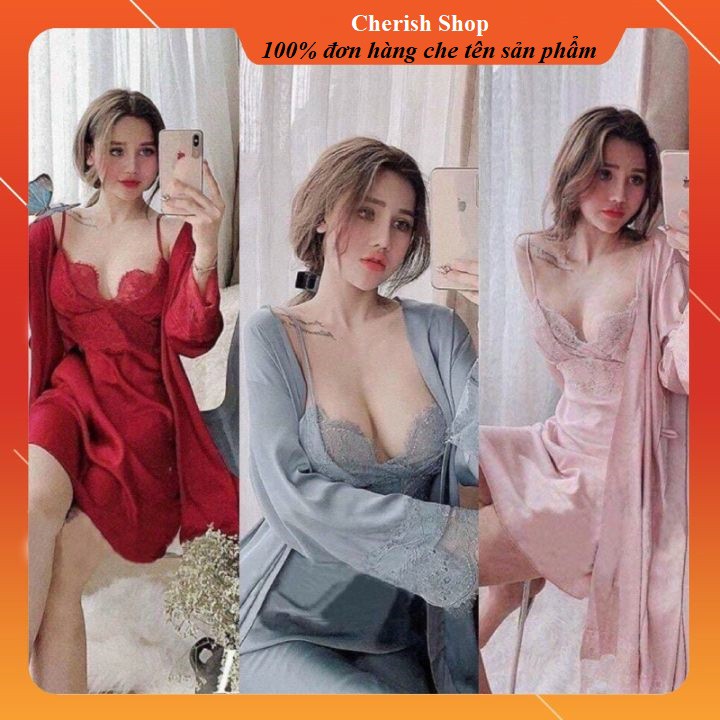 Đồ Ngủ Sexy❣️Váy ngủ hai dây lụa satin sexy có mút ngực cao cấp ❣️Freeship-Chất Đẹp❣️Hot nhất 2021(M22)