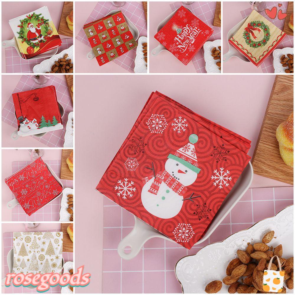 Set 20 Khăn Giấy In Hình Ông Già Noel Dễ Thương Trang Trí Nhà Cửa