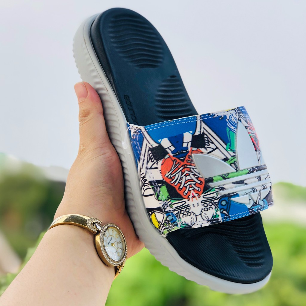 Dép Alphabounce ♥️FREESHIP +hộp♥️ quai ngang nam 3 lá vàng chất xịn 1-1