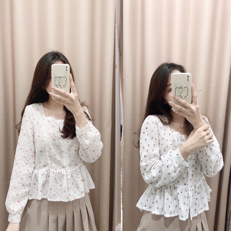 Áo hoa cổ vuông | BigBuy360 - bigbuy360.vn