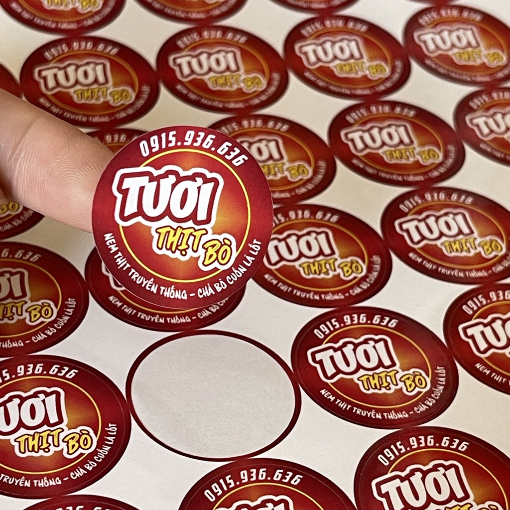in sticker giấy cán nilon kháng nước