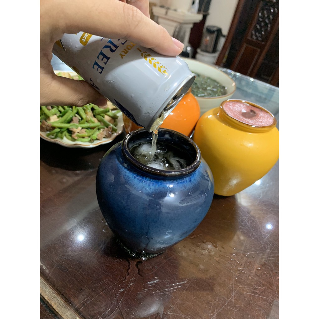 Cốc lu uông nước, vò uống rượu, uống bia chất gốm sứ Bát Tràng