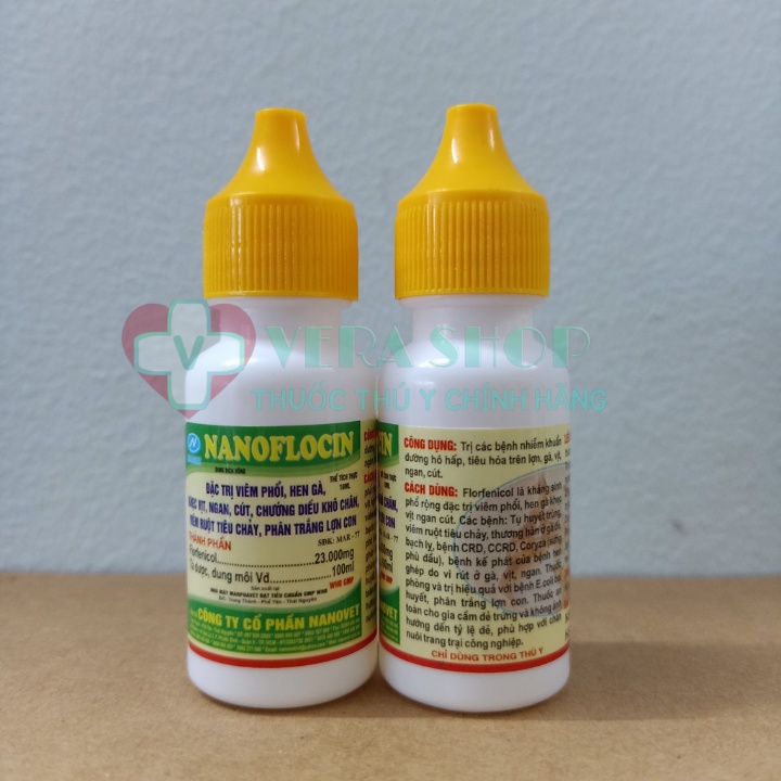 NANOFLOCIN 10ML - Viêm phổi, hen gà, chướng diều, khô chân, viêm ruột tiêu chảy