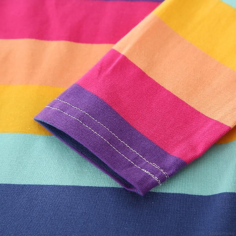 Set áo sọc cầu vồng + Quần yếm cho bé