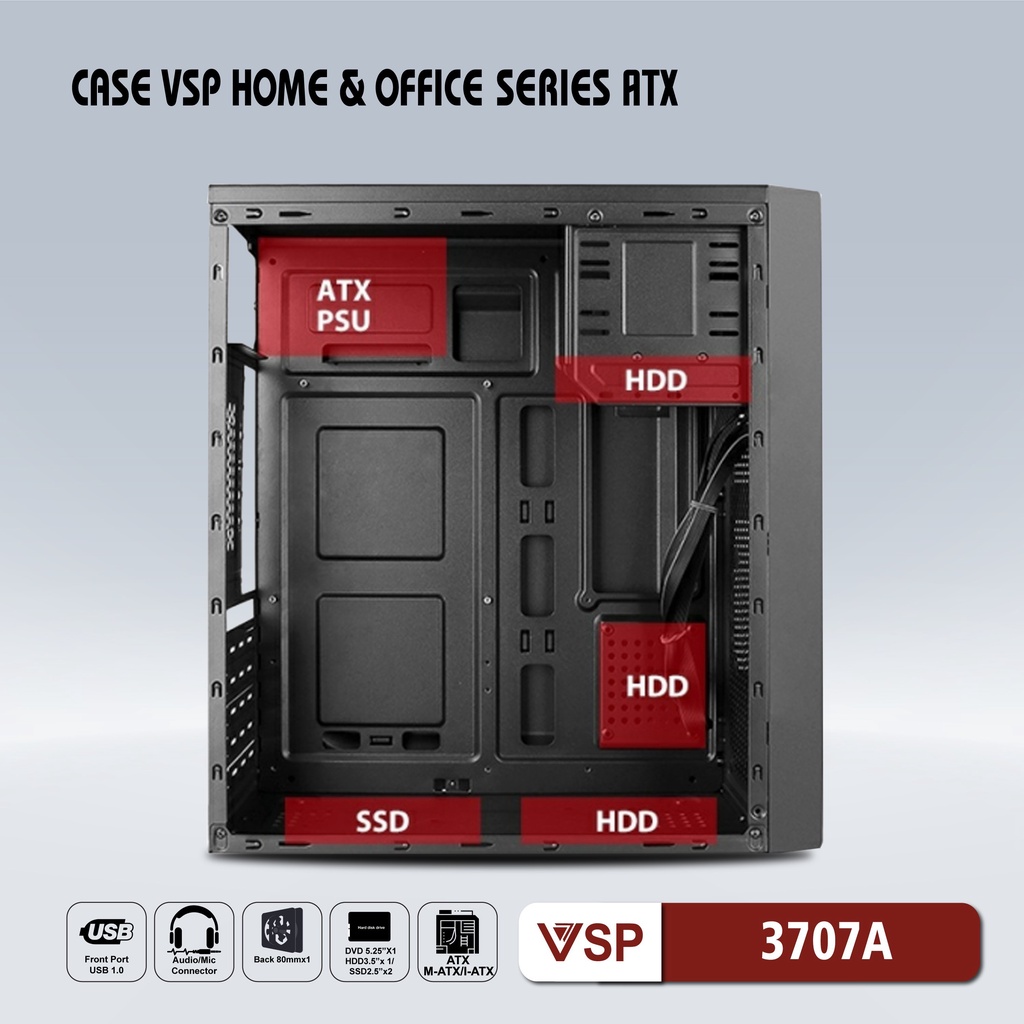 Case VSP 3706A - 3707A (Chuẩn ATX)