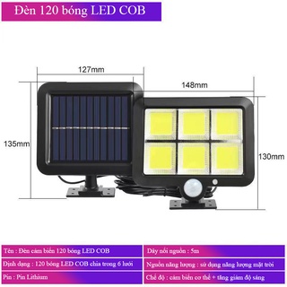 Đèn năng lượng mặt trời 6 COB 120 Led cảm biến chuyển động, chống Thấm Nước, 3 Chế Độ Sáng - K1066
