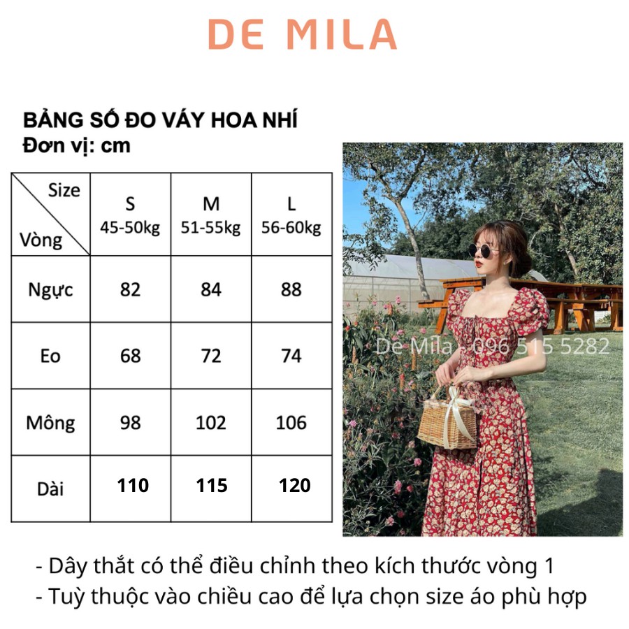 Váy Hoa Nhí,Đầm Hoa Nhí De MiLa Cao Cấp dáng dài nhún vai xẻ tà mặc đi làm,đi chơi tôn dáng cực đẹp Hàng Loại 1 Thiết Kế