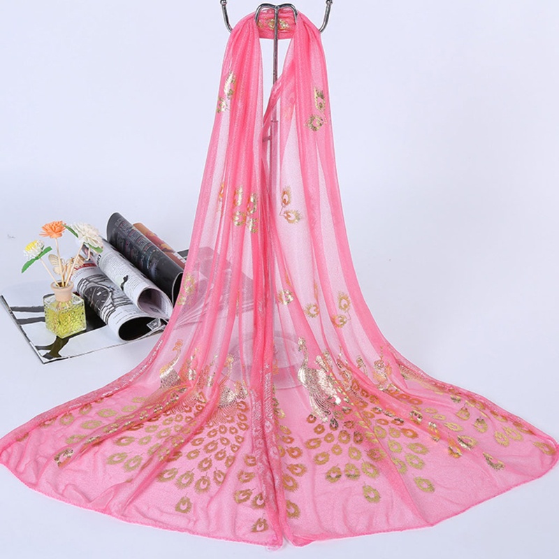 Khăn Choàng Cổ Dài Mềm Mại Thêu Họa Tiết Hoa Và Chim Công Nhiều Màu Dành Cho Nữ